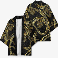 Hawaiian Kakau Art and Hisbiscus Tattoo Kimono Tribal Pattern-Gold Style LT03 - Polynesian Pride