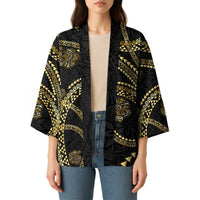 Hawaiian Kakau Art and Hisbiscus Tattoo Kimono Tribal Pattern-Gold Style LT03 - Polynesian Pride