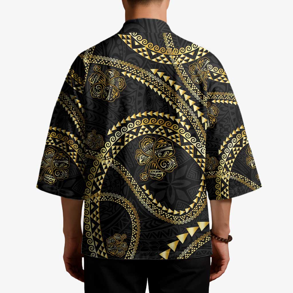 Hawaiian Kakau Art and Hisbiscus Tattoo Kimono Tribal Pattern-Gold Style LT03 - Polynesian Pride