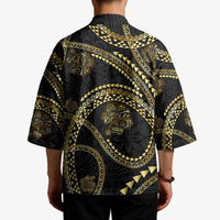 Hawaiian Kakau Art and Hisbiscus Tattoo Kimono Tribal Pattern-Gold Style LT03 - Polynesian Pride