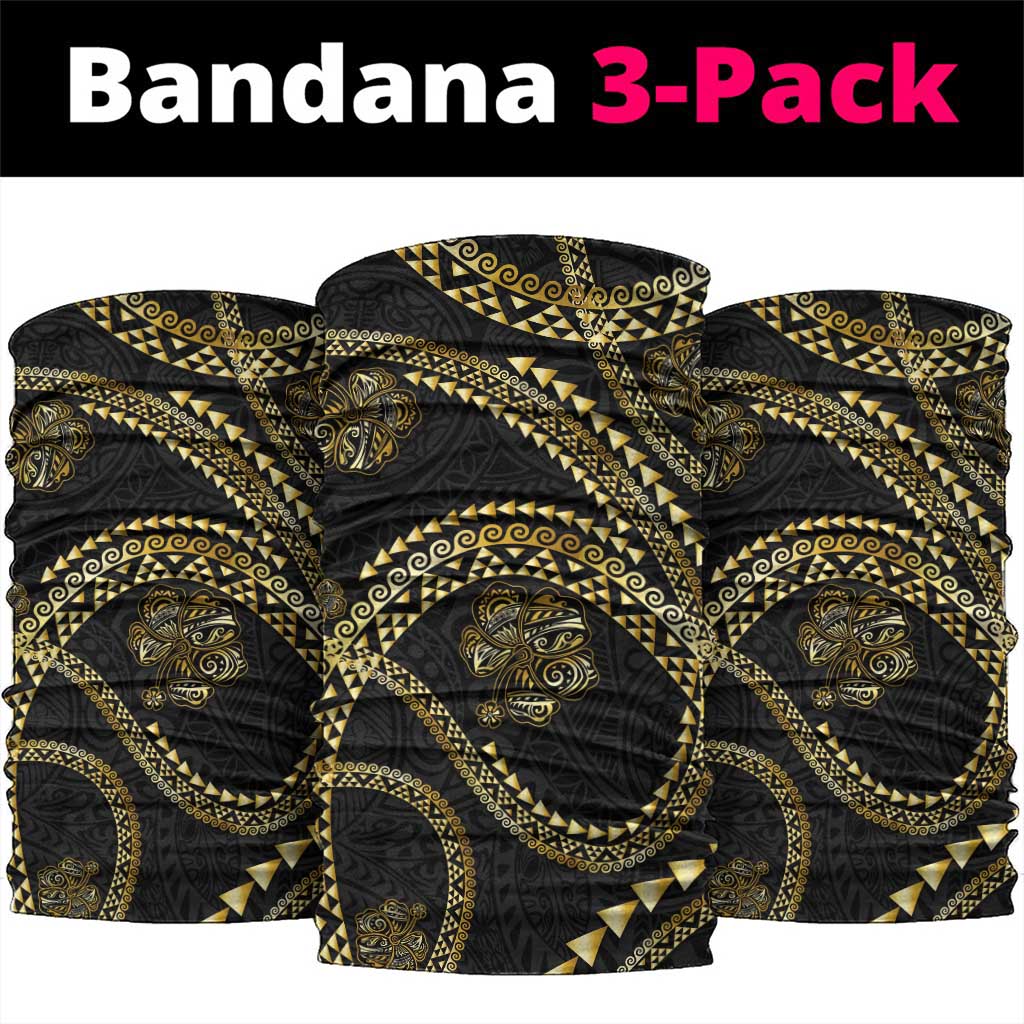 Hawaiian Kakau Art and Hisbiscus Tattoo Neck Gaiter Tribal Pattern-Gold Style LT03 package One Size: 25*50cm Black - Polynesian Pride