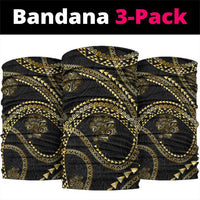 Hawaiian Kakau Art and Hisbiscus Tattoo Neck Gaiter Tribal Pattern-Gold Style LT03 package One Size: 25*50cm Black - Polynesian Pride