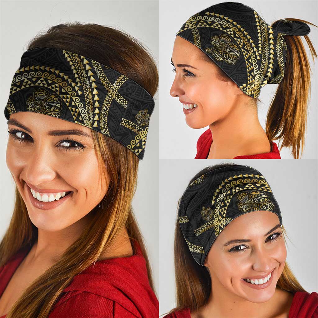 Hawaiian Kakau Art and Hisbiscus Tattoo Neck Gaiter Tribal Pattern-Gold Style LT03 - Polynesian Pride