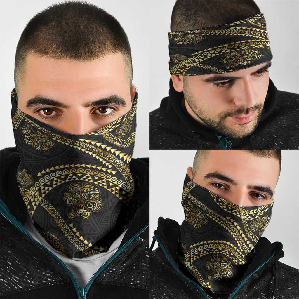 Hawaiian Kakau Art and Hisbiscus Tattoo Neck Gaiter Tribal Pattern-Gold Style LT03 - Polynesian Pride