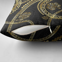 Hawaiian Kakau Art and Hisbiscus Tattoo Pillow Cover Tribal Pattern-Gold Style LT03 - Polynesian Pride