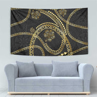 Hawaiian Kakau Art and Hisbiscus Tattoo Tapestry Tribal Pattern-Gold Style LT03 - Polynesian Pride