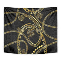 Hawaiian Kakau Art and Hisbiscus Tattoo Tapestry Tribal Pattern-Gold Style LT03 - Polynesian Pride