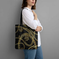 Hawaiian Kakau Art and Hibiscus Tattoo Tote Bag Tribal Pattern-Gold Style LT03 - Polynesian Pride