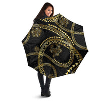 Hawaiian Kakau Art and Hisbiscus Tattoo Umbrella Tribal Pattern-Gold Style LT03 - Polynesian Pride