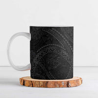 Hawaiian Kakau Art and Hisbiscus Tattoo Ceramic Mug Tribal Pattern-Black Gradient Style LT03 Black - Polynesian Pride