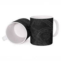 Hawaiian Kakau Art and Hisbiscus Tattoo Ceramic Mug Tribal Pattern-Black Gradient Style LT03 - Polynesian Pride