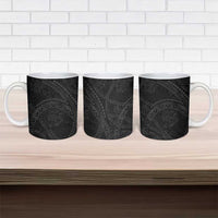 Hawaiian Kakau Art and Hisbiscus Tattoo Ceramic Mug Tribal Pattern-Black Gradient Style LT03 - Polynesian Pride