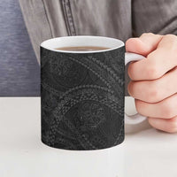 Hawaiian Kakau Art and Hisbiscus Tattoo Ceramic Mug Tribal Pattern-Black Gradient Style LT03 - Polynesian Pride