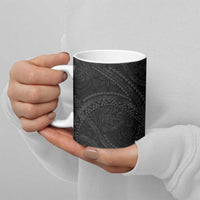 Hawaiian Kakau Art and Hisbiscus Tattoo Ceramic Mug Tribal Pattern-Black Gradient Style LT03 - Polynesian Pride