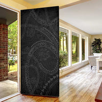 Hawaiian Kakau Art and Hisbiscus Tattoo Door Cover Tribal Pattern-Black Gradient Style LT03 - Polynesian Pride