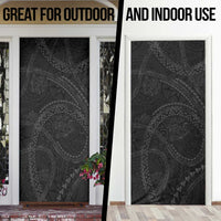 Hawaiian Kakau Art and Hisbiscus Tattoo Door Cover Tribal Pattern-Black Gradient Style LT03 - Polynesian Pride