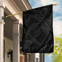 Hawaiian Kakau Art and Hisbiscus Tattoo Garden Flag Tribal Pattern-Black Gradient Style LT03 House Flag Black - Polynesian Pride