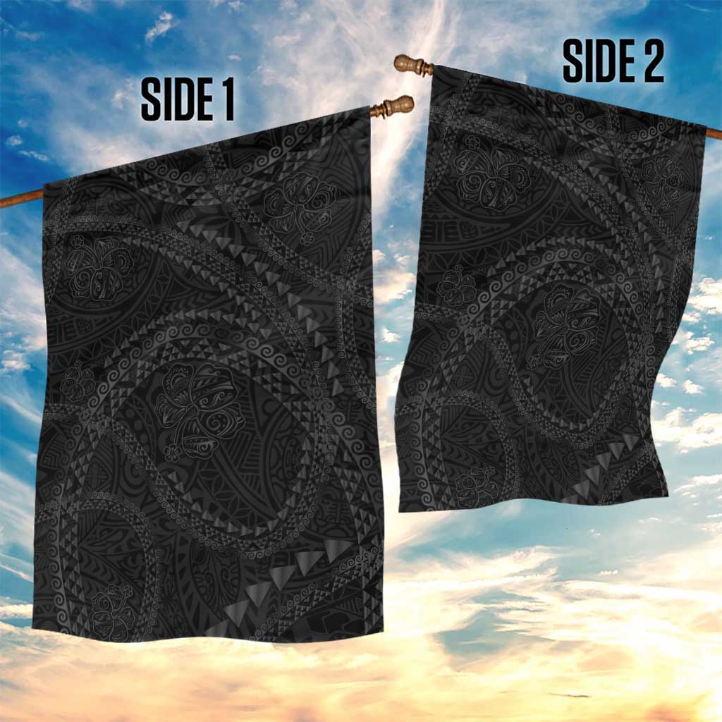 Hawaiian Kakau Art and Hisbiscus Tattoo Garden Flag Tribal Pattern-Black Gradient Style LT03 - Polynesian Pride
