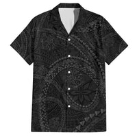 Hawaiian Kakau Art and Hisbiscus Tattoo Hawaiian Shirt Tribal Pattern-Black Gradient Style LT03 Black - Polynesian Pride