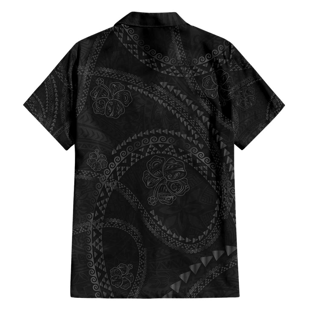 Hawaiian Kakau Art and Hisbiscus Tattoo Hawaiian Shirt Tribal Pattern-Black Gradient Style LT03 - Polynesian Pride