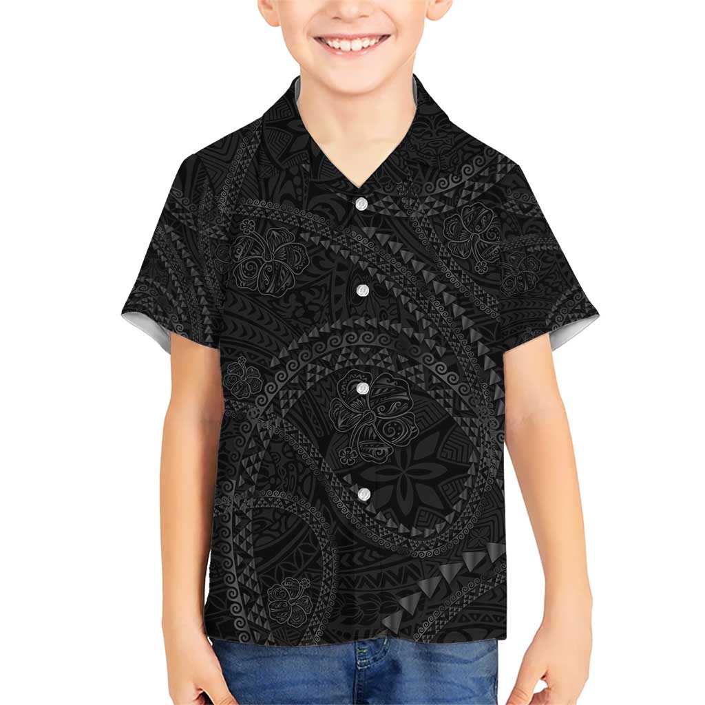 Hawaiian Kakau Art and Hisbiscus Tattoo Hawaiian Shirt Tribal Pattern-Black Gradient Style LT03 - Polynesian Pride