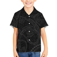 Hawaiian Kakau Art and Hisbiscus Tattoo Hawaiian Shirt Tribal Pattern-Black Gradient Style LT03 - Polynesian Pride