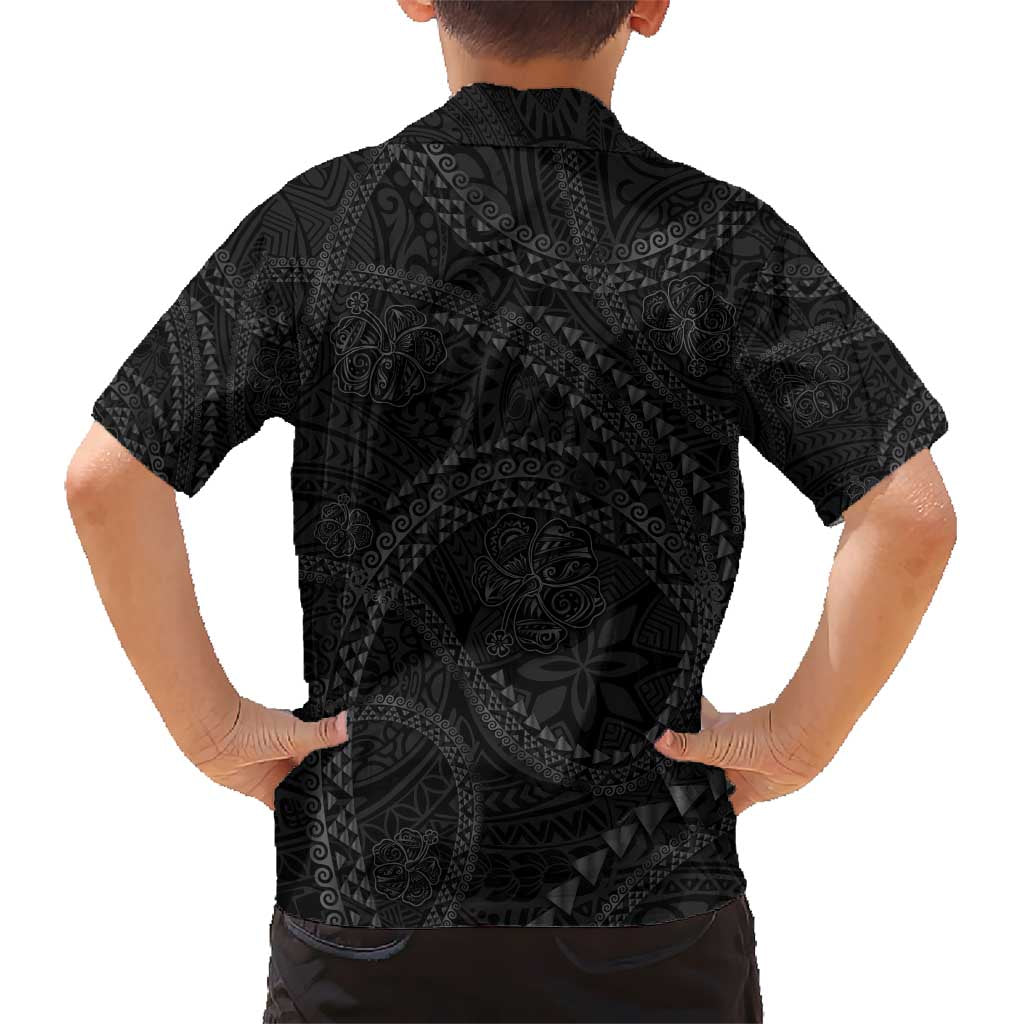 Hawaiian Kakau Art and Hisbiscus Tattoo Hawaiian Shirt Tribal Pattern-Black Gradient Style LT03 - Polynesian Pride