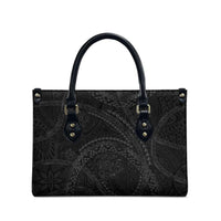 Hawaiian Kakau Art and Hisbiscus Tattoo Leather Bag Tribal Pattern-Black Gradient Style LT03 - Polynesian Pride