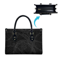 Hawaiian Kakau Art and Hisbiscus Tattoo Leather Bag Tribal Pattern-Black Gradient Style LT03 - Polynesian Pride