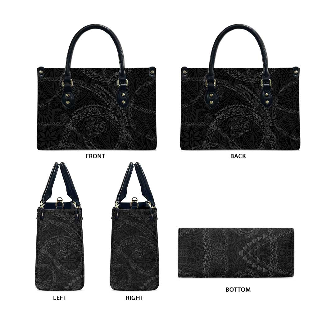 Hawaiian Kakau Art and Hisbiscus Tattoo Leather Bag Tribal Pattern-Black Gradient Style LT03 - Polynesian Pride