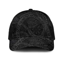 Hawaiian Kakau Art and Hisbiscus Tattoo Mesh Trucker Cap Tribal Pattern-Black Gradient Style LT03 One Size Black Black - Polynesian Pride