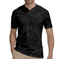 Hawaiian Kakau Art and Hibiscus Tattoo Rugby Jersey Tribal Pattern-Black Gradient Style LT03 - Polynesian Pride