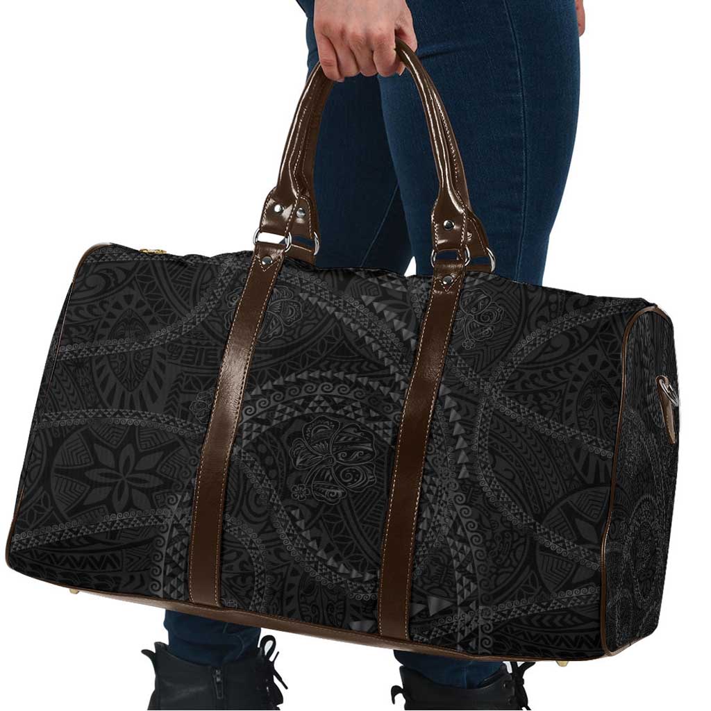 Hawaiian Kakau Art and Hisbiscus Tattoo Travel Bag Tribal Pattern-Black Gradient Style LT03 - Polynesian Pride