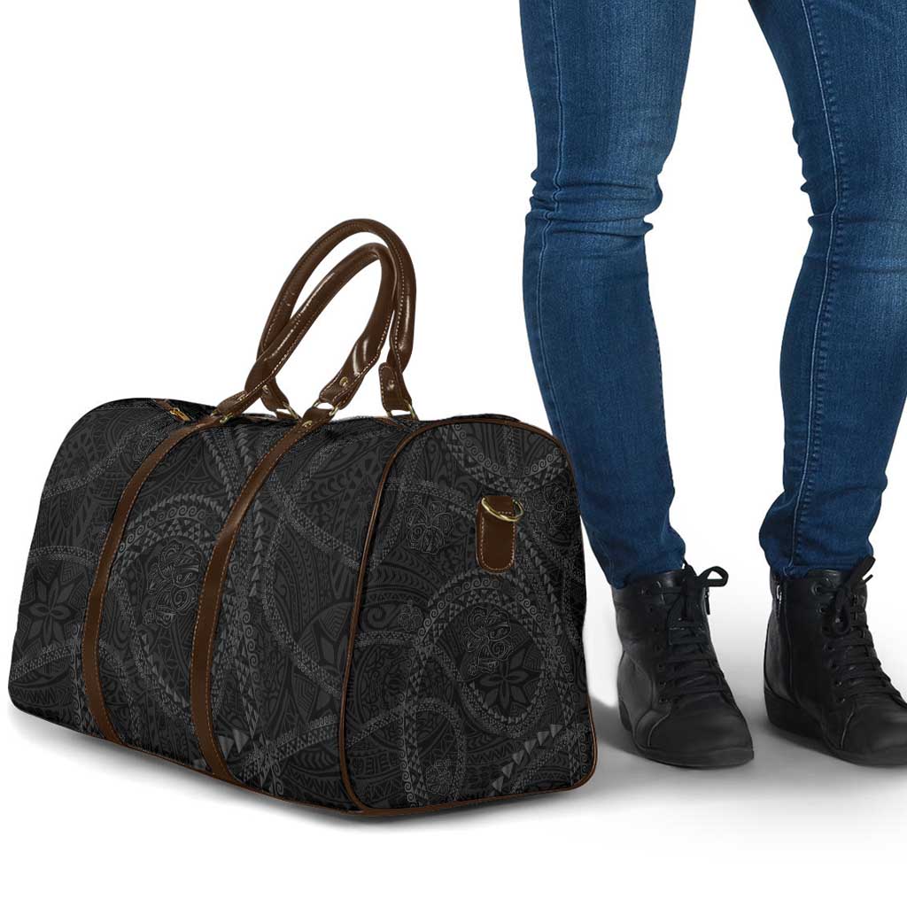 Hawaiian Kakau Art and Hisbiscus Tattoo Travel Bag Tribal Pattern-Black Gradient Style LT03 - Polynesian Pride