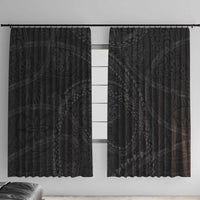 Hawaiian Kakau Art and Hisbiscus Tattoo Window Curtain Tribal Pattern-Black Gradient Style LT03 With Hooks Black - Polynesian Pride