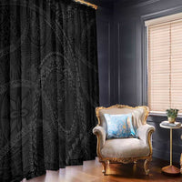 Hawaiian Kakau Art and Hisbiscus Tattoo Window Curtain Tribal Pattern-Black Gradient Style LT03 - Polynesian Pride