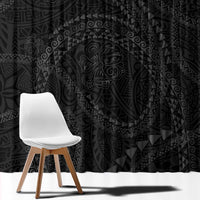 Hawaiian Kakau Art and Hisbiscus Tattoo Window Curtain Tribal Pattern-Black Gradient Style LT03 - Polynesian Pride