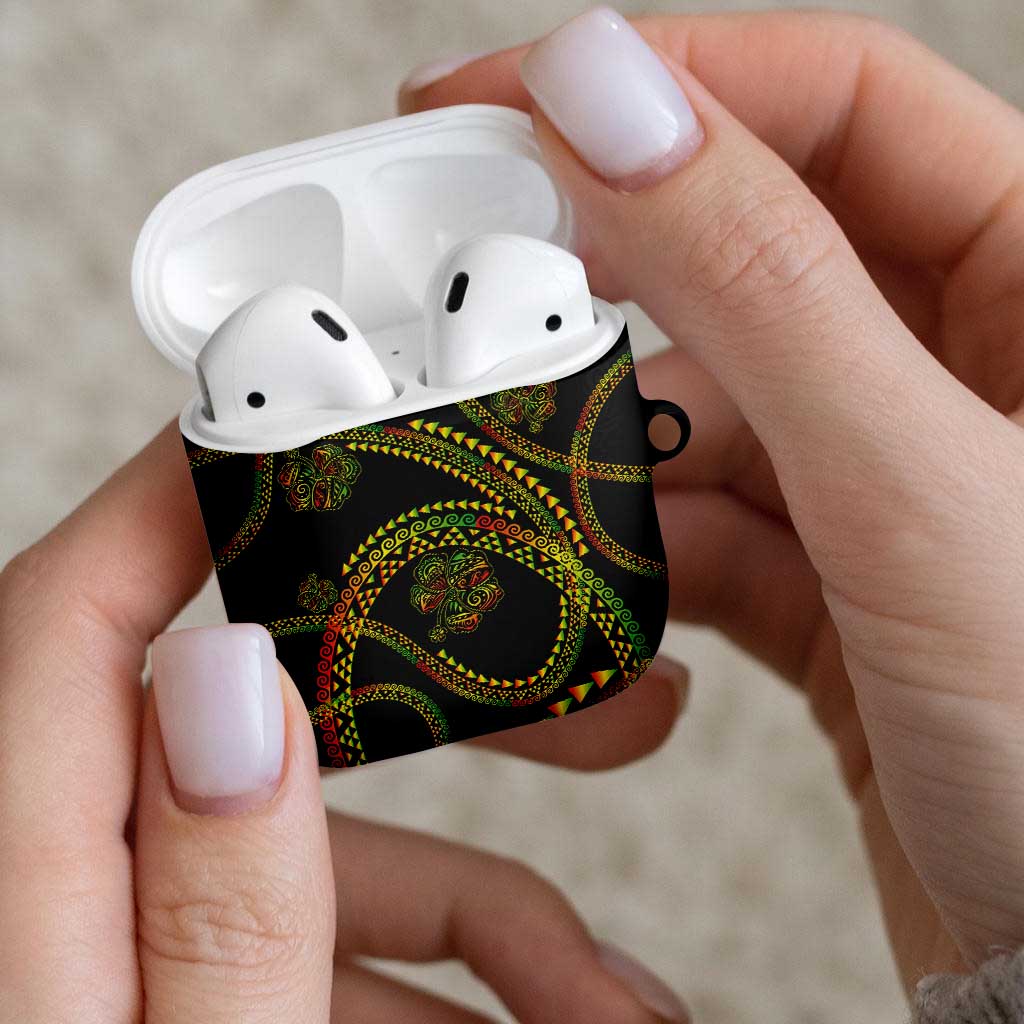 Hawaiian Kakau Art and Hibiscus Tattoo AirPods Case Tribal Pattern-Reggae Style LT03 - Polynesian Pride