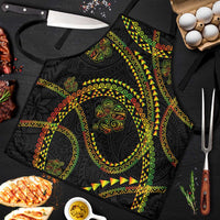 Hawaiian Kakau Art and Hisbiscus Tattoo Apron Tribal Pattern-Reggae Style LT03 Black - Polynesian Pride