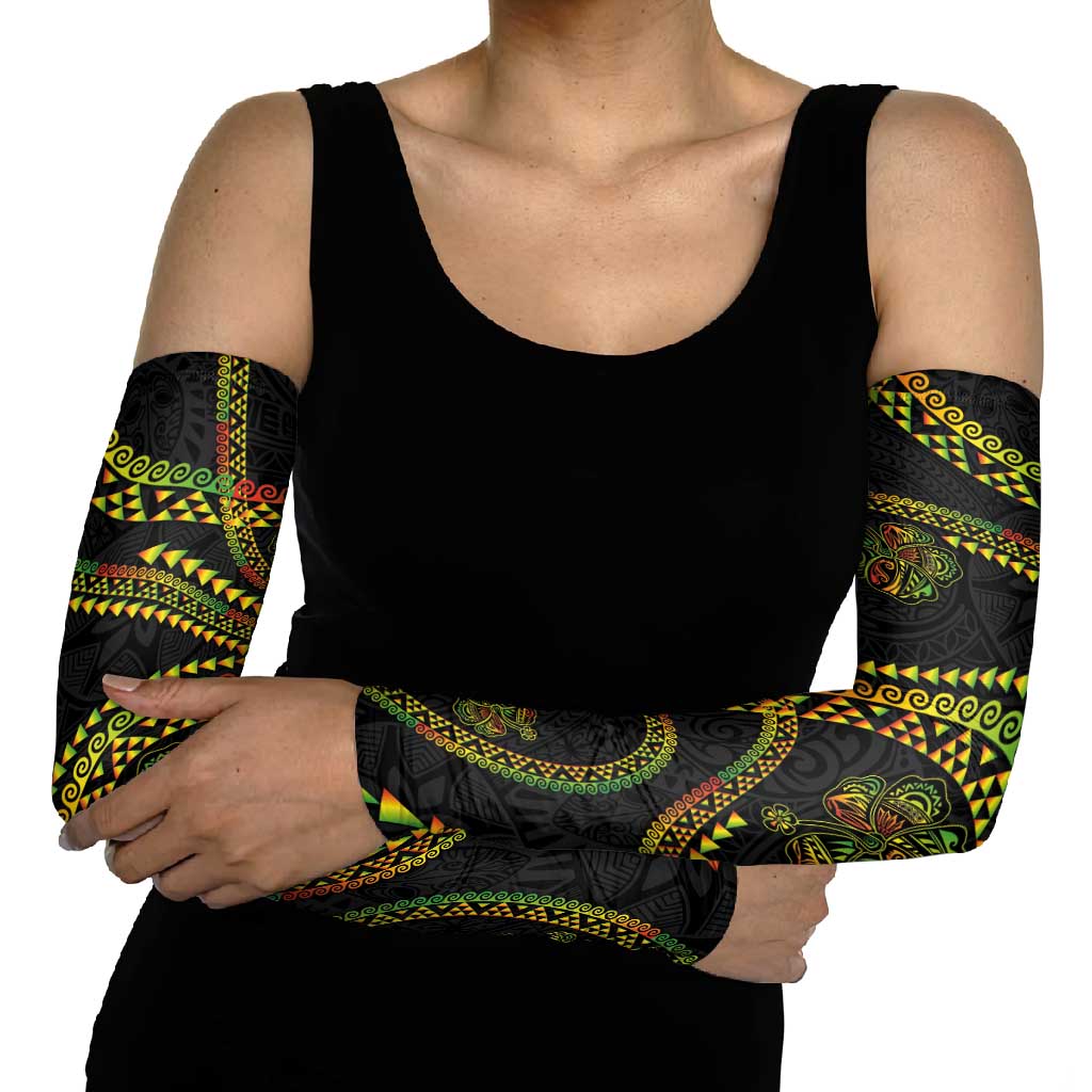 Hawaiian Kakau Art and Hisbiscus Tattoo Arm Sleeves Tribal Pattern-Reggae Style LT03 - Polynesian Pride
