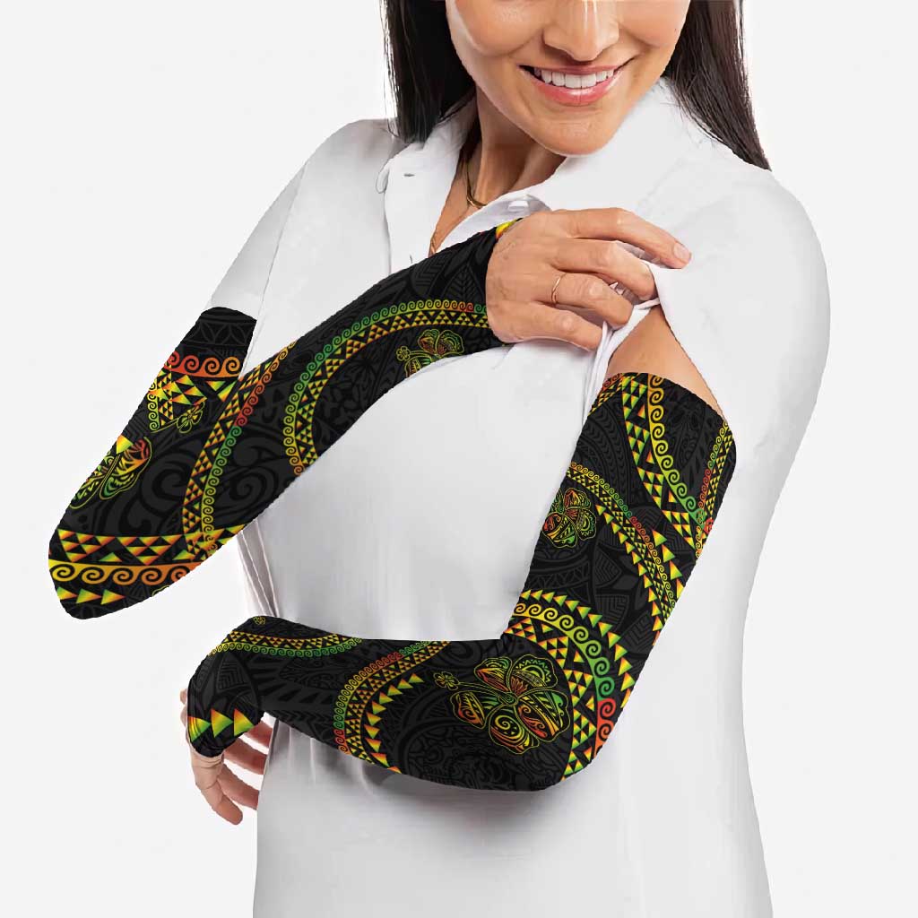 Hawaiian Kakau Art and Hisbiscus Tattoo Arm Sleeves Tribal Pattern-Reggae Style LT03 - Polynesian Pride