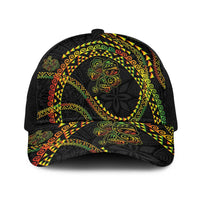 Hawaiian Kakau Art and Hisbiscus Tattoo Baseball Net Cap Tribal Pattern-Reggae Style LT03 One Size Black Black - Polynesian Pride
