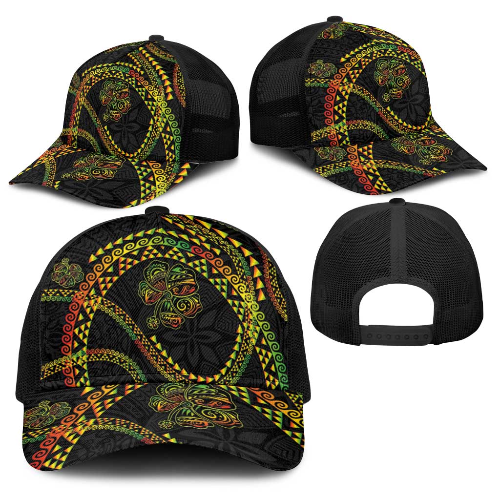 Hawaiian Kakau Art and Hisbiscus Tattoo Baseball Net Cap Tribal Pattern-Reggae Style LT03 - Polynesian Pride