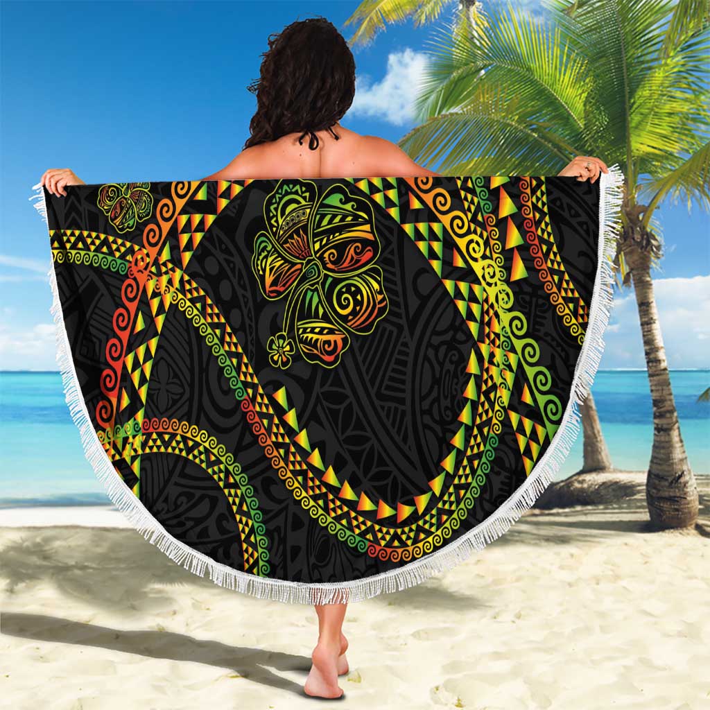 Hawaiian Kakau Art and Hisbiscus Tattoo Beach Blanket Tribal Pattern-Reggae Style LT03 - Polynesian Pride