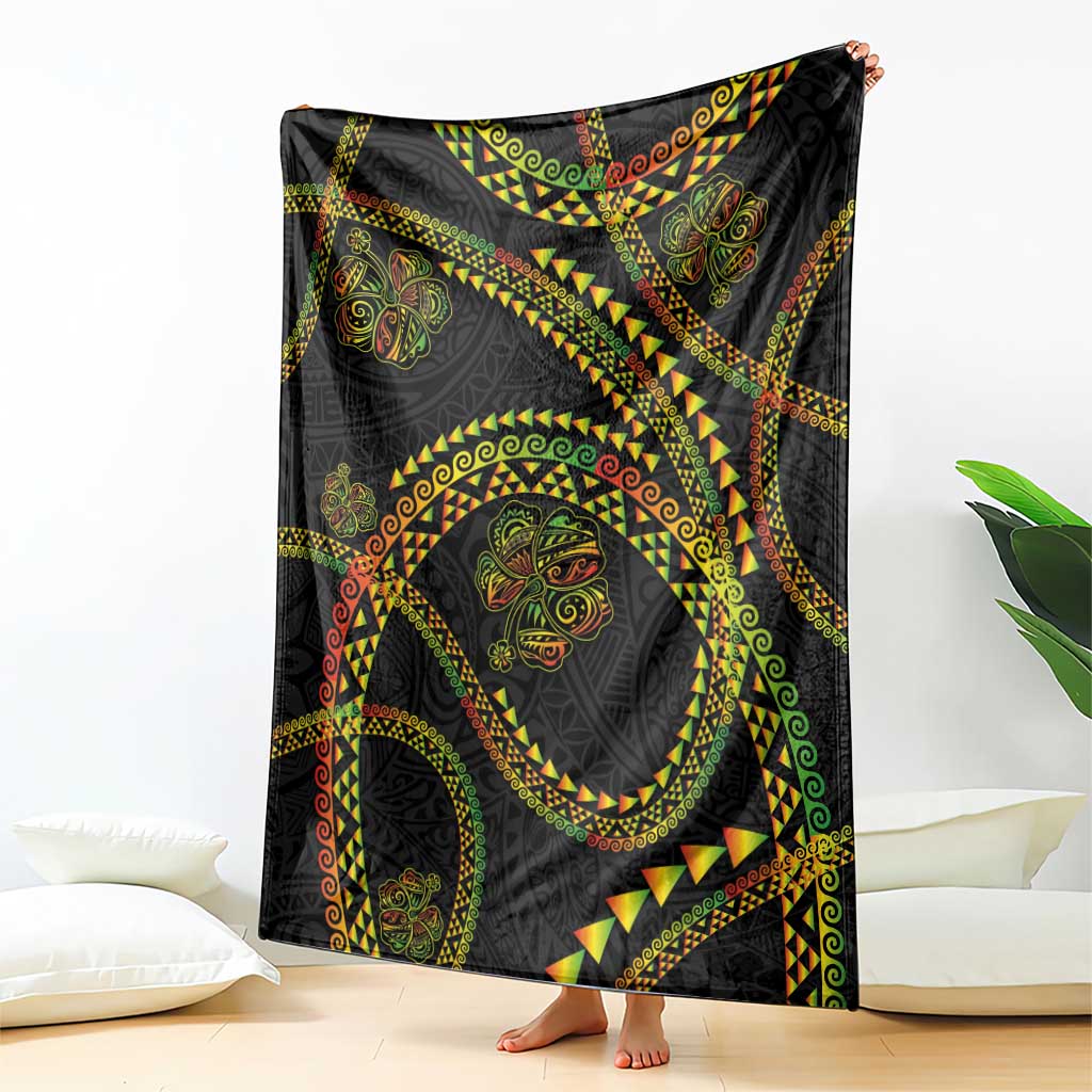 Hawaiian Kakau Art and Hisbiscus Tattoo Blanket Tribal Pattern-Reggae Style LT03 - Polynesian Pride