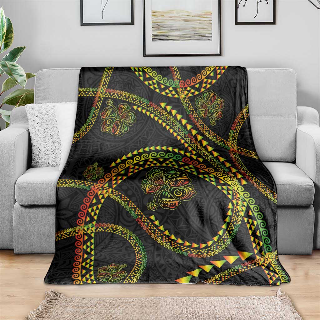 Hawaiian Kakau Art and Hisbiscus Tattoo Blanket Tribal Pattern-Reggae Style LT03 - Polynesian Pride