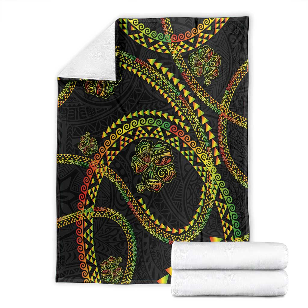 Hawaiian Kakau Art and Hisbiscus Tattoo Blanket Tribal Pattern-Reggae Style LT03 - Polynesian Pride