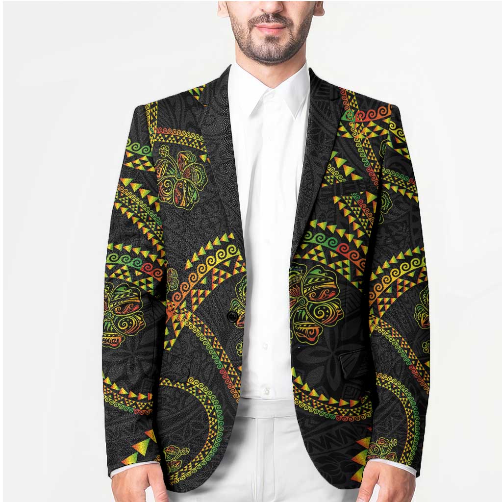 Hawaiian Kakau Art and Hisbiscus Tattoo Blazer Tribal Pattern-Reggae Style LT03 - Polynesian Pride