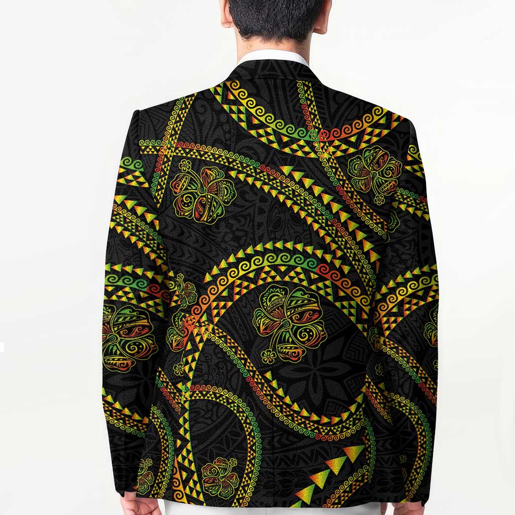 Hawaiian Kakau Art and Hisbiscus Tattoo Blazer Tribal Pattern-Reggae Style LT03 - Polynesian Pride