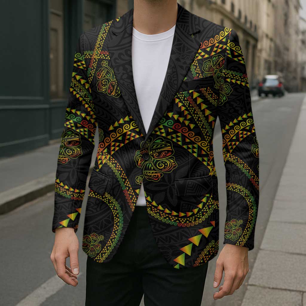 Hawaiian Kakau Art and Hisbiscus Tattoo Blazer Tribal Pattern-Reggae Style LT03 - Polynesian Pride